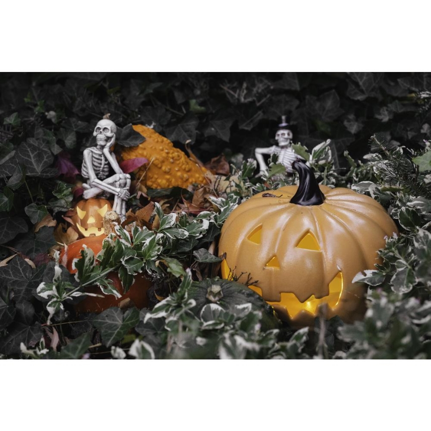 LED Keraaminen kurpitsa HALLOWEEN LED/3xLR44/lämpimänvalkoinen