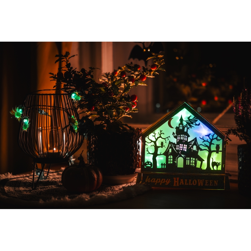 LED Koriste HALLOWEEN LED/2xAA/monivärinen kummitustalo
