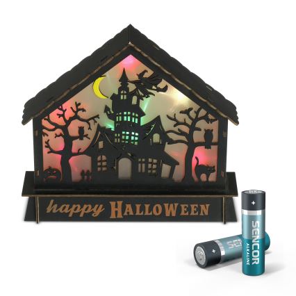 LED Koriste HALLOWEEN LED/2xAA/monivärinen kummitustalo