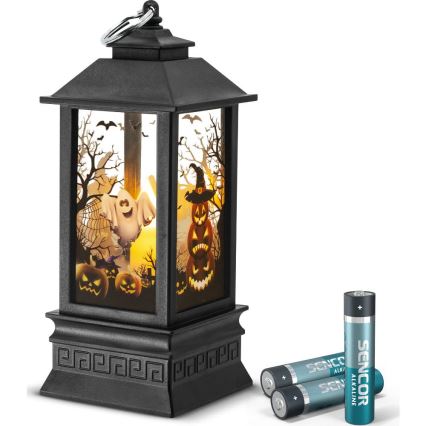 LED Koriste HALLOWEEN LED/3xAAA/lämpimänvalkoinen lyhty kurpitsoilla