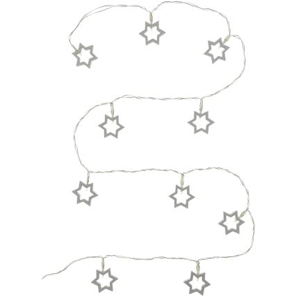 LED-koristeketju 10xLED/2xAA 1,8m lämpimänvalkoinen
