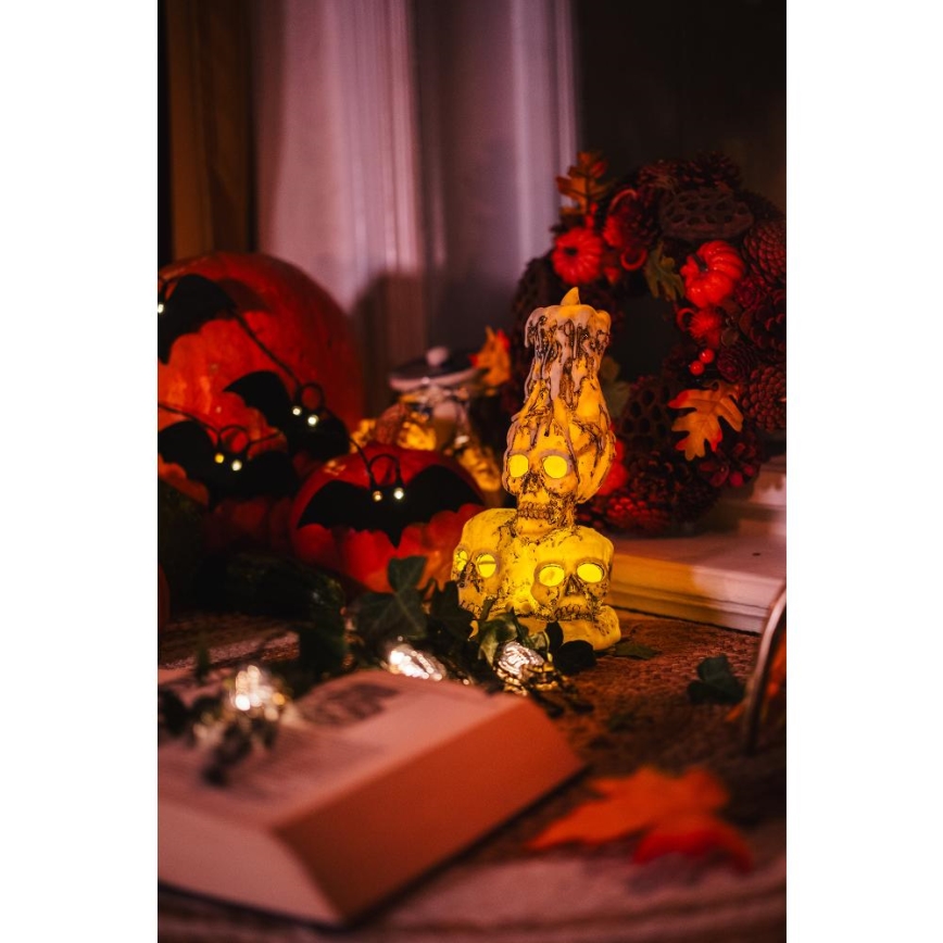 LED-koristeketju HALLOWEEN 10xLED/2xAA/lämpimänvalkoinen 1,3m lepakoita