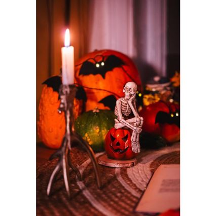 LED-koristeketju HALLOWEEN 10xLED/2xAA/lämpimänvalkoinen 1,3m lepakoita