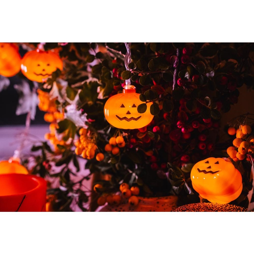LED-koristeketju HALLOWEEN 20xLED/3xAA/lämpimänvalkoinen 3,3m kurpitsat