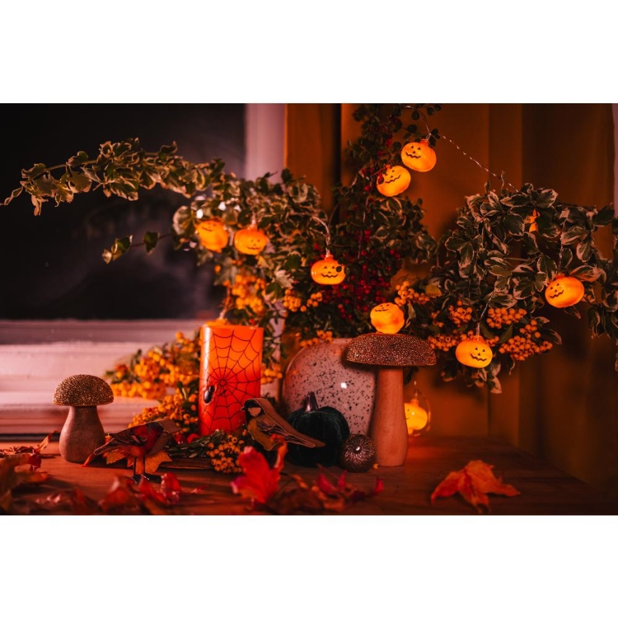 LED-koristeketju HALLOWEEN 20xLED/3xAA/lämpimänvalkoinen 3,3m kurpitsat