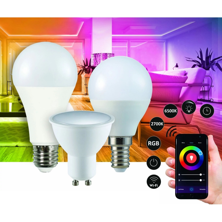 RGB Himmennettävä LED-polttimo G45 E14/5,5W/230V 3000-6500K Wi-fi Tuya