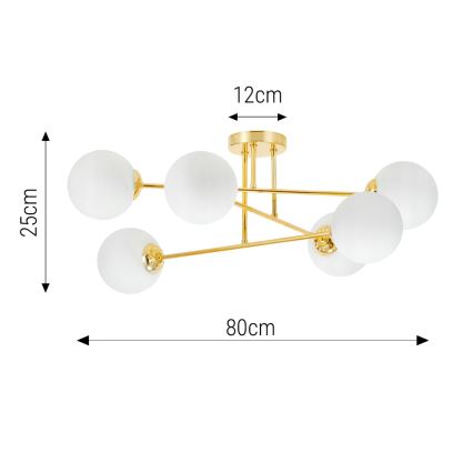 Riippukattokruunu 6xE27/35W/230V halkaisija 80 cm kulta