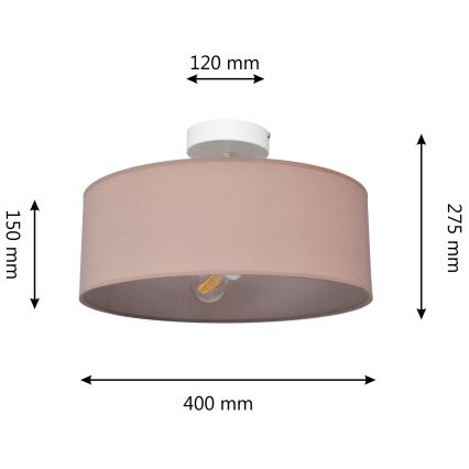 Riippukattokruunu ALBA 3xE27/15W/230V vaaleanpunainen