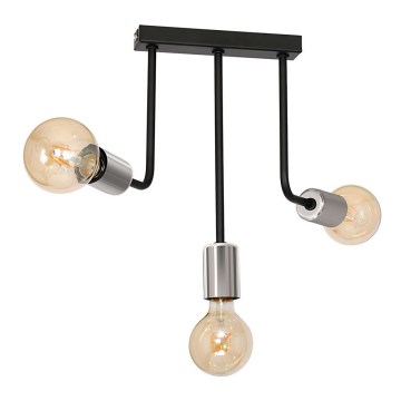Riippukattokruunu CANDELA 3xE27/15W/230V musta/kiiltävä kromi