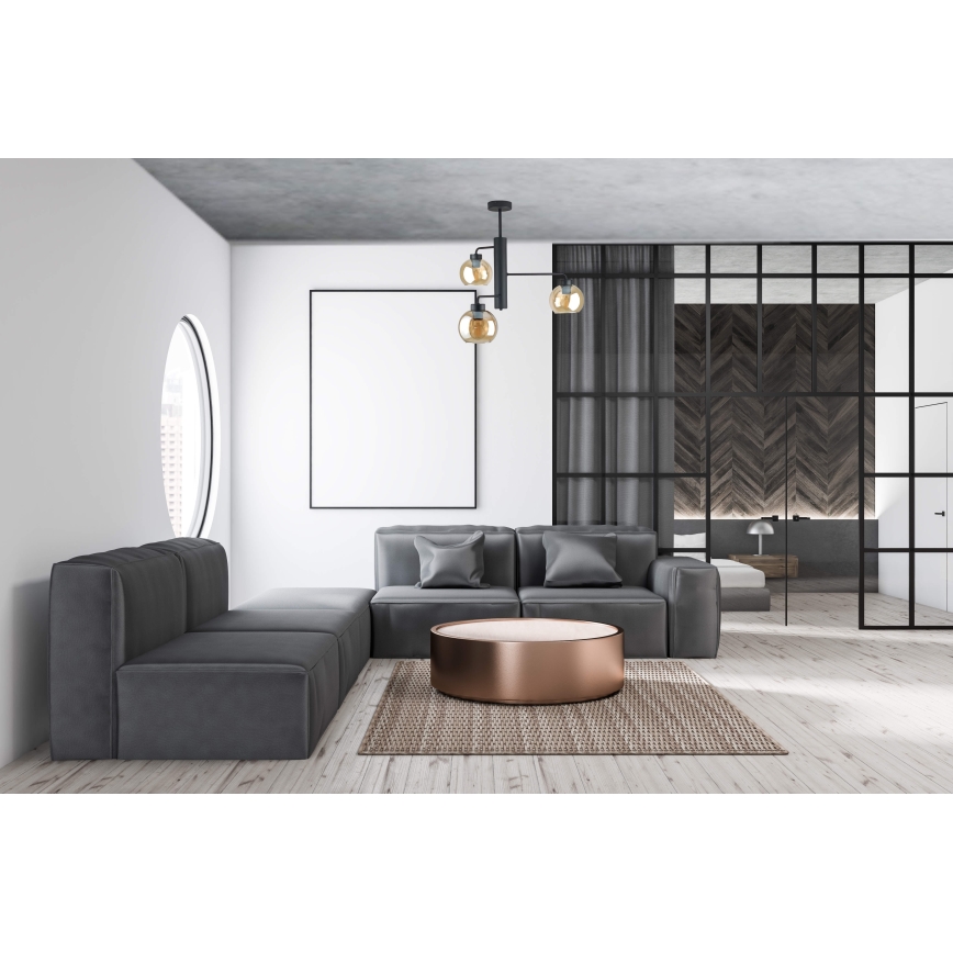 Riippukattokruunu FLEX 3xE27/60W/230V musta/savuinen beige
