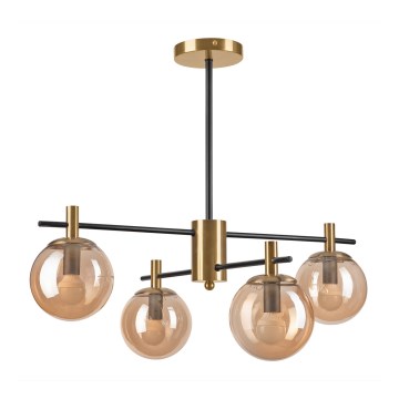 Riippukattokruunu LILOU 4xE14/5W/230V kulta/musta/savuinen beige