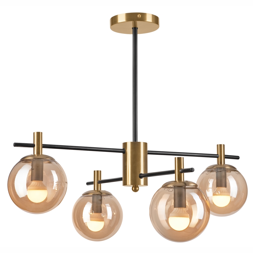 Riippukattokruunu LILOU 4xE14/5W/230V kulta/musta/savuinen beige