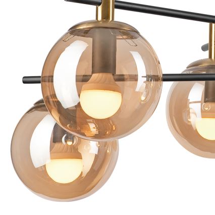 Riippukattokruunu LILOU 6xE14/5W/230V kulta/musta/savuinen beige