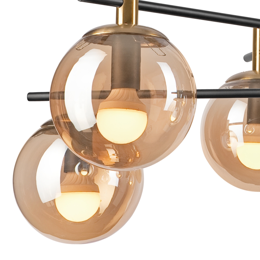 Riippukattokruunu LILOU 6xE14/5W/230V kulta/musta/savuinen beige