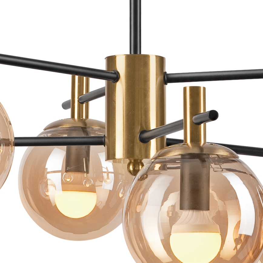 Riippukattokruunu LILOU 6xE14/5W/230V kulta/musta/savuinen beige