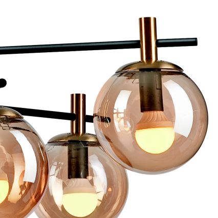 Riippukattokruunu LILOU 6xE14/5W/230V kulta/musta/savuinen beige