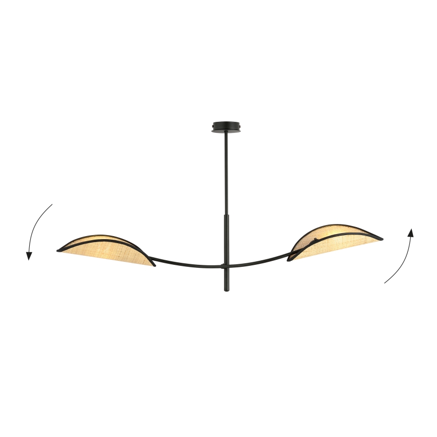 Riippukattokruunu LOTUS 2xE14/10W/230V musta/beige