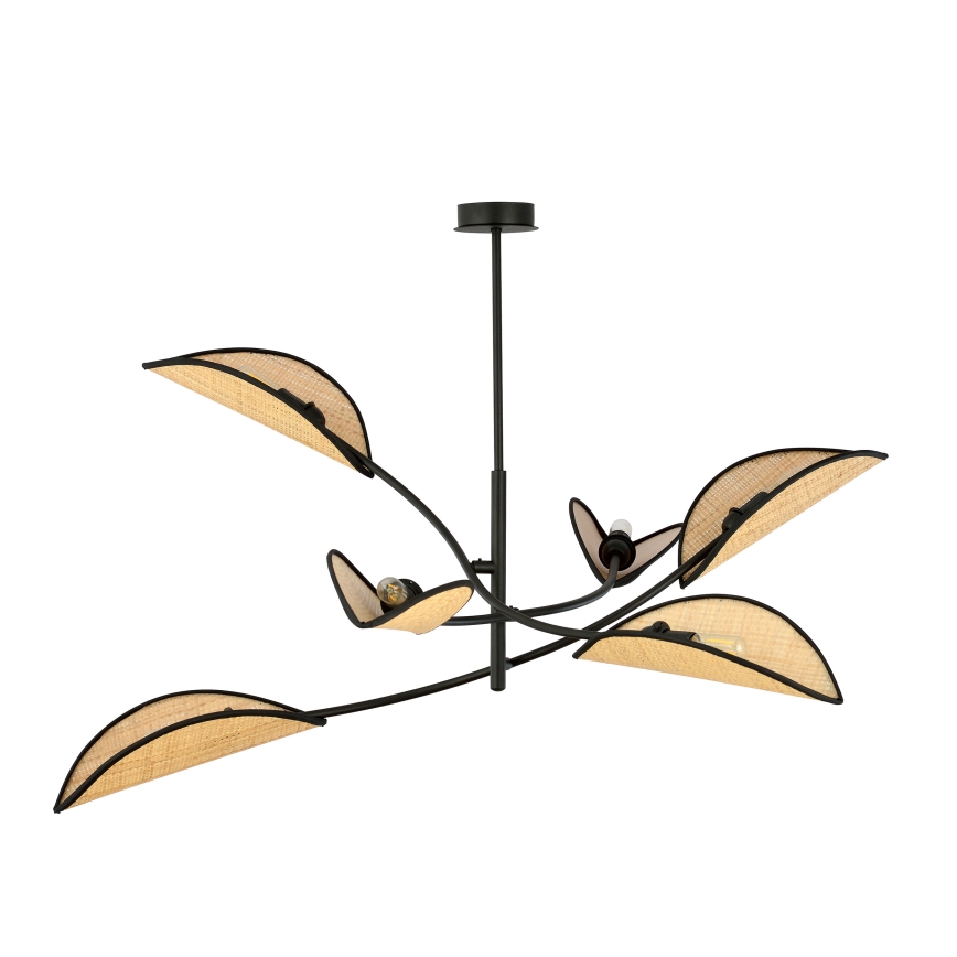 Riippukattokruunu LOTUS 6xE14/10W/230V musta/beige