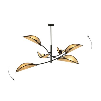 Riippukattokruunu LOTUS 6xE14/10W/230V musta/beige