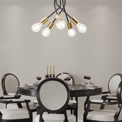 Riippukattokruunu PRIYA 5xE27/15W/230V musta