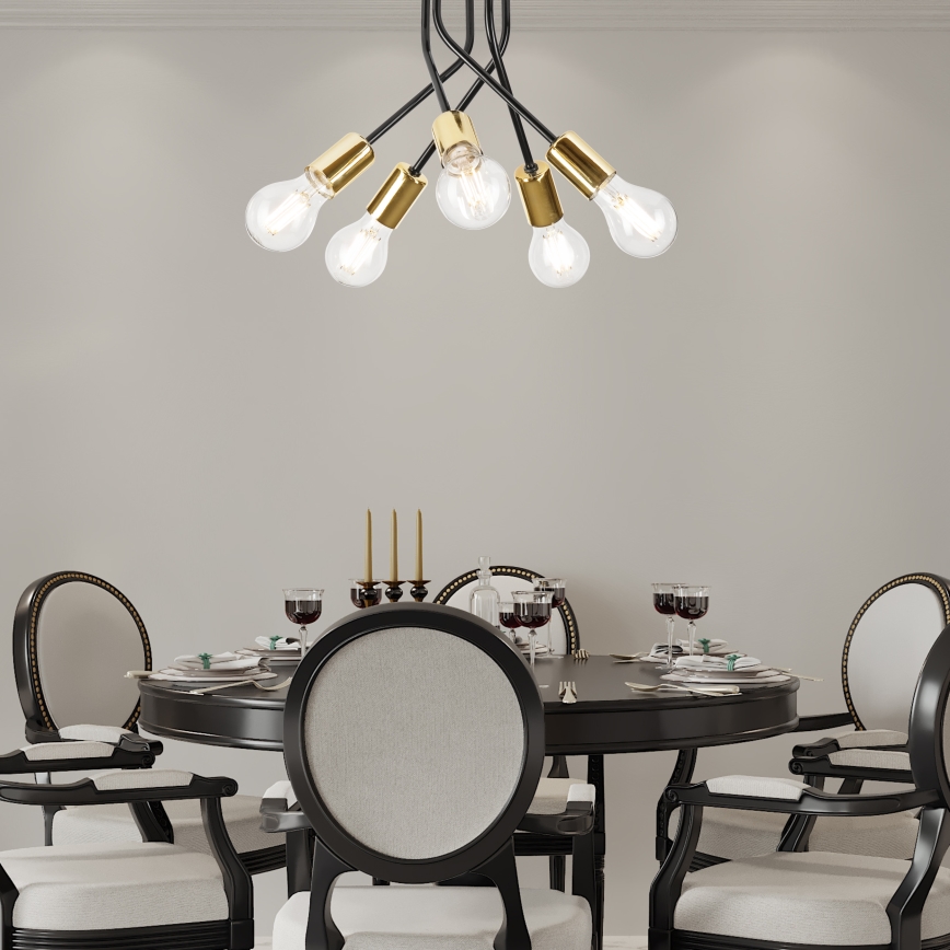 Riippukattokruunu PRIYA 5xE27/15W/230V musta