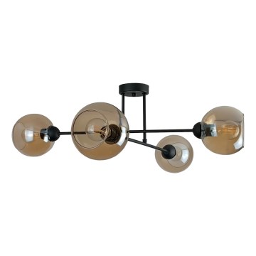 Riippukattokruunu VASCO 4xE27/60W/230V musta/savuinen beige