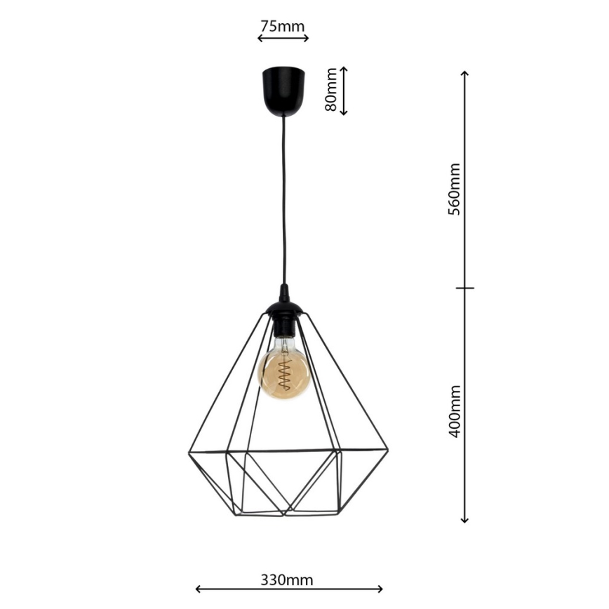 Riippuvalaisin BASKET 1xE27/60W/230V musta
