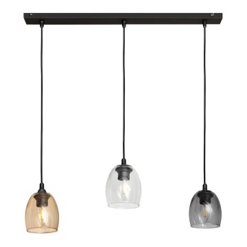 Riippuvalaisin BRILLANT 3xE27/15W/230V beige/läpinäkyvä/harmaa