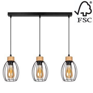 Riippuvalaisin GUNNAR 3xE27/60W/230V tammi - FSC-sertifioitu