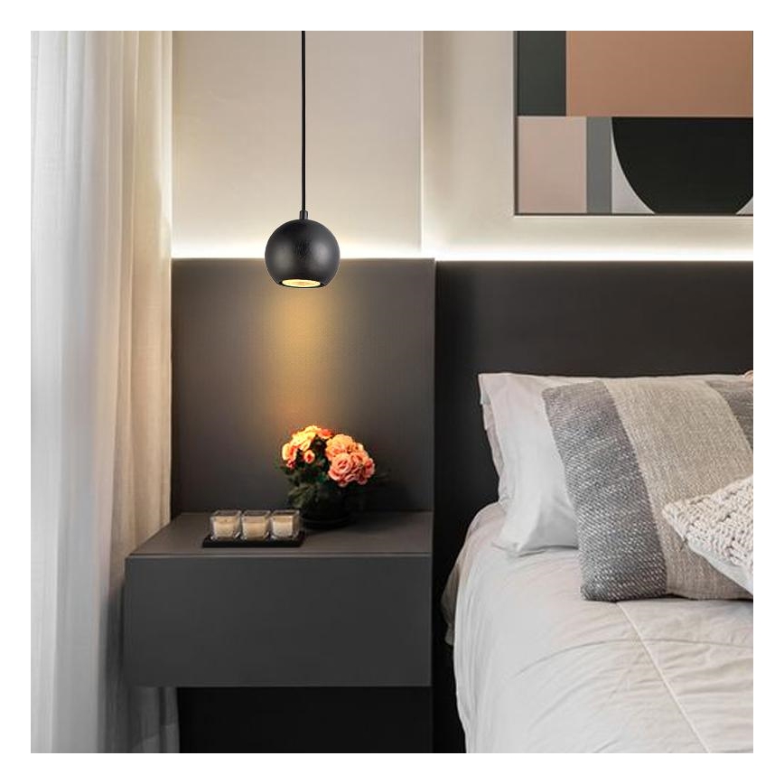 Riippuvalaisin johdolla 1xGU10/10W/230V, halkaisija 11 cm, massiivipuu/saarni