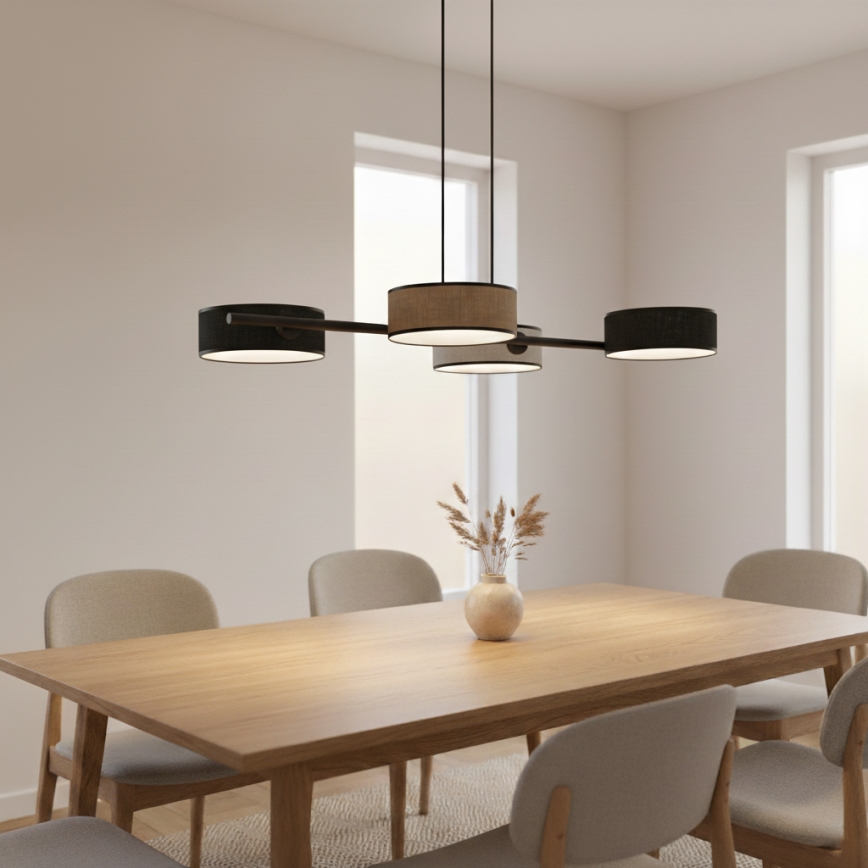 Riippuvalaisin johdolla DRUMZ 4xE14/10W/230V musta/ruskea/harmaa