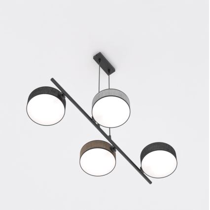 Riippuvalaisin johdolla DRUMZ 4xE14/10W/230V musta/ruskea/harmaa