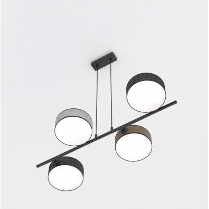 Riippuvalaisin johdolla DRUMZ 4xE14/10W/230V musta/ruskea/harmaa