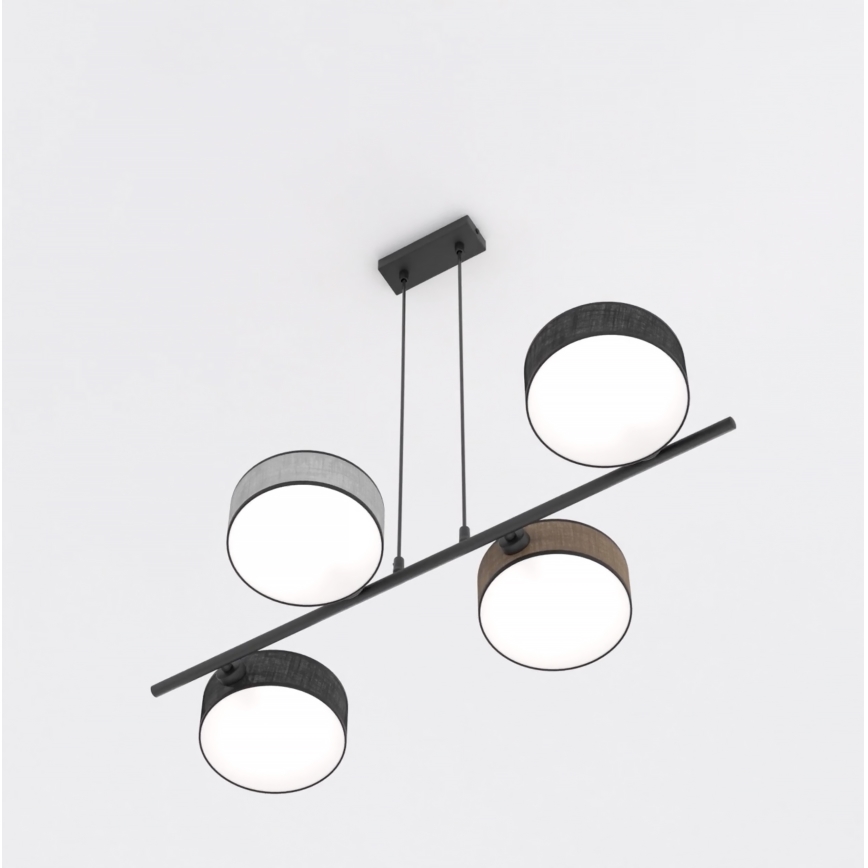 Riippuvalaisin johdolla DRUMZ 4xE14/10W/230V musta/ruskea/harmaa