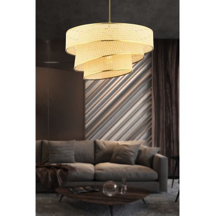 Riippuvalaisin kaapelilla COUPER 1xE27/60W/230V beige/kulta