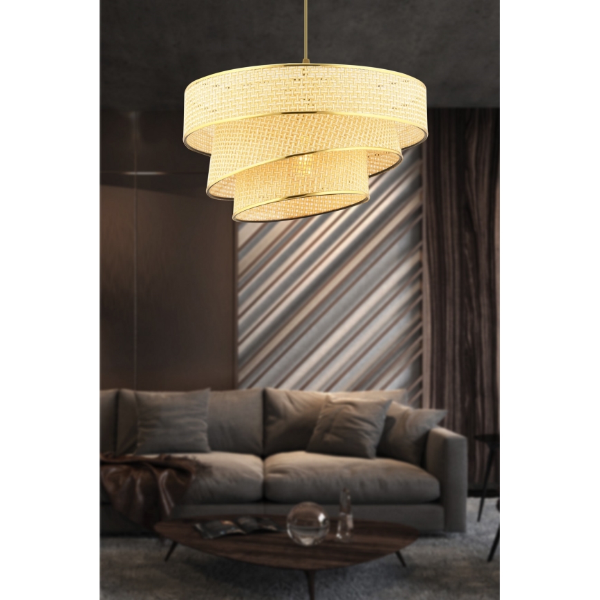 Riippuvalaisin kaapelilla COUPER 1xE27/60W/230V beige/kulta