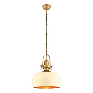 Riippuvalaisin kaapelilla MONZA 1xE27/40W/230V Ø 30 cm kerma/pronssi