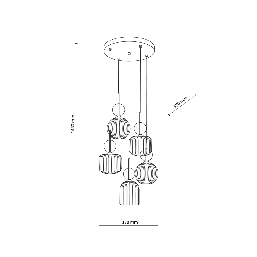 Riippuvalaisin kaapelilla SOPHIA 5xE14/10W/230V musta/savunbeige