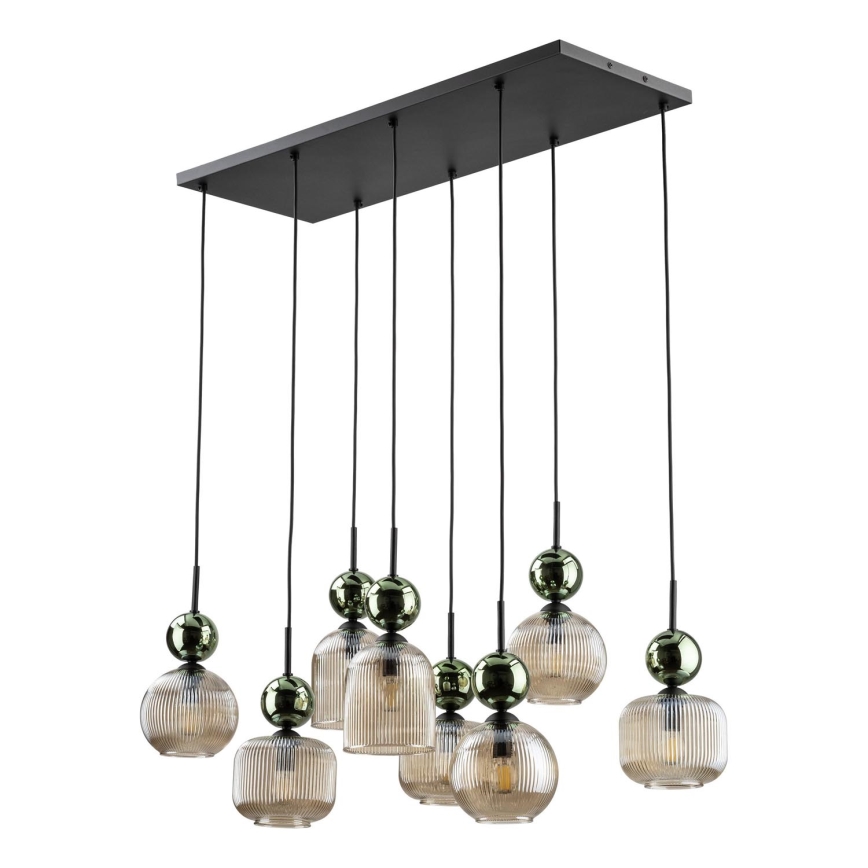 Riippuvalaisin kaapelilla SOPHIA 8xE14/10W/230V musta/vihreä/savunvärinen beige
