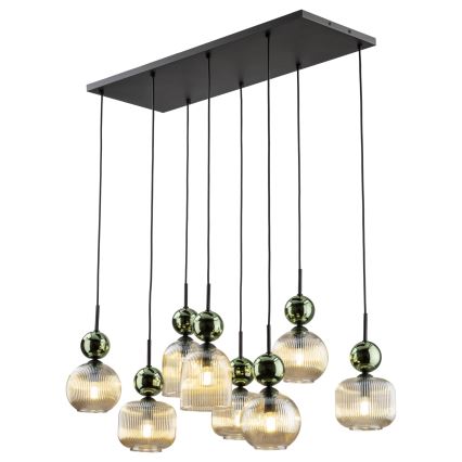 Riippuvalaisin kaapelilla SOPHIA 8xE14/10W/230V musta/vihreä/savunvärinen beige