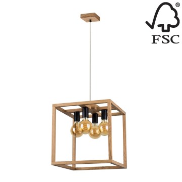 Riippuvalaisin KAGO 4xE27/60W/230V tammi - FSC-sertifioitu