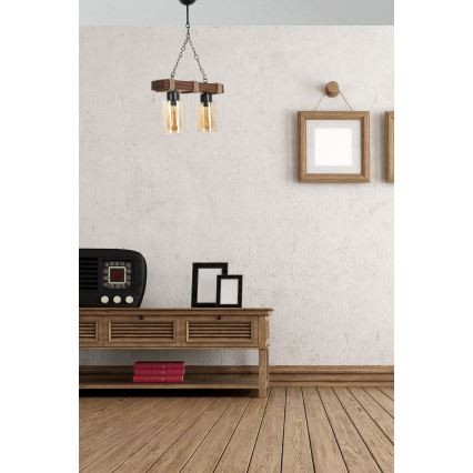 Riippuvalaisin ketjulla JASMIN 2xE27/40W/230V ruskea/beige