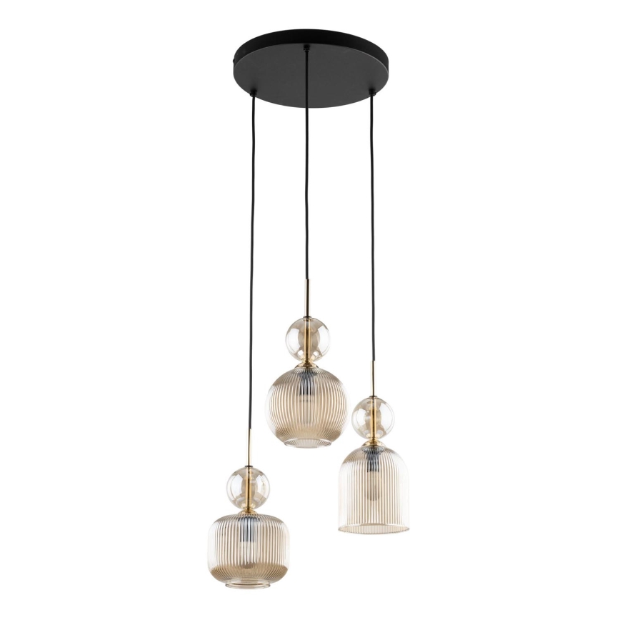 Riippuvalaisin köydellä SOPHIA 3xE14/10W/230V musta/savunvaalea beige