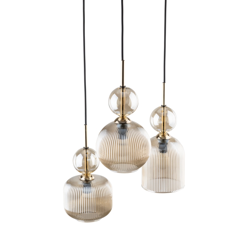Riippuvalaisin köydellä SOPHIA 3xE14/10W/230V musta/savunvaalea beige