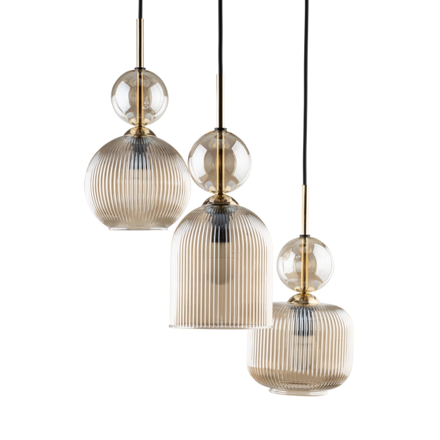 Riippuvalaisin köydellä SOPHIA 3xE14/10W/230V musta/savunvaalea beige