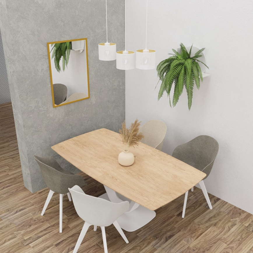 Riippuvalaisin LOFT SHADE 3xE27/60W/230V valkoinen/kulta