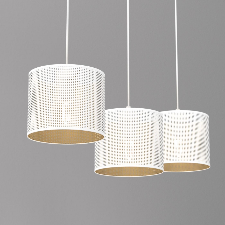 Riippuvalaisin LOFT SHADE 3xE27/60W/230V valkoinen/kulta