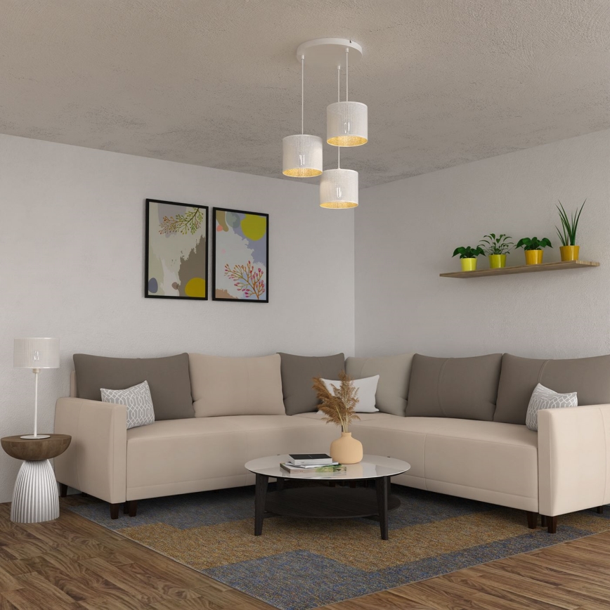 Riippuvalaisin LOFT SHADE 3xE27/60W/230V valkoinen/kulta