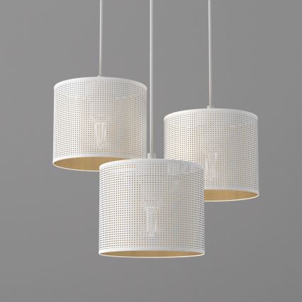 Riippuvalaisin LOFT SHADE 3xE27/60W/230V valkoinen/kulta