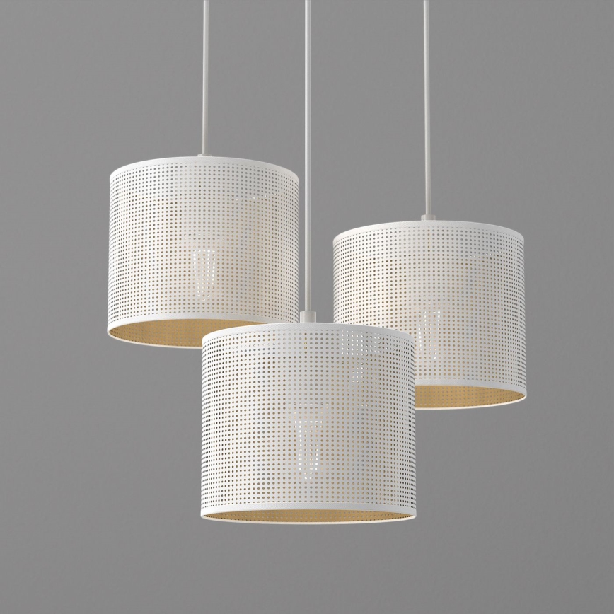 Riippuvalaisin LOFT SHADE 3xE27/60W/230V valkoinen/kulta